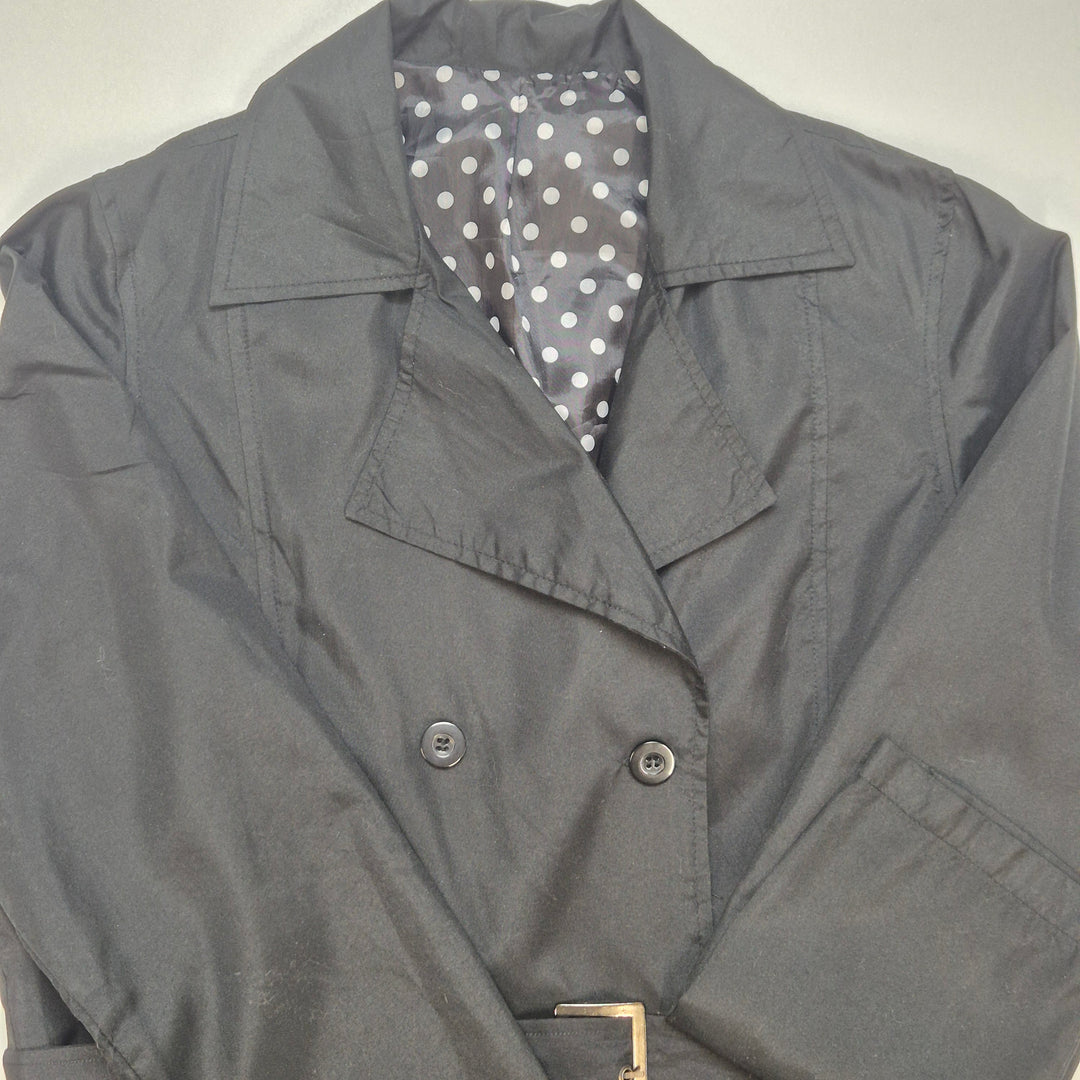 Elegant svart damtrenchcoat i syntetfiber, M