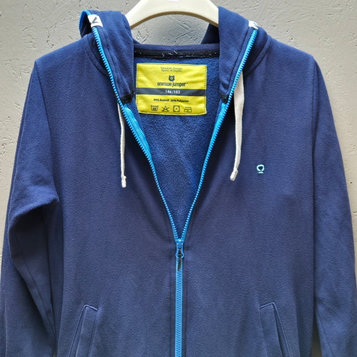 Marinblå one - piece med huva för vardag och fritid - Homy Secondhand Online
