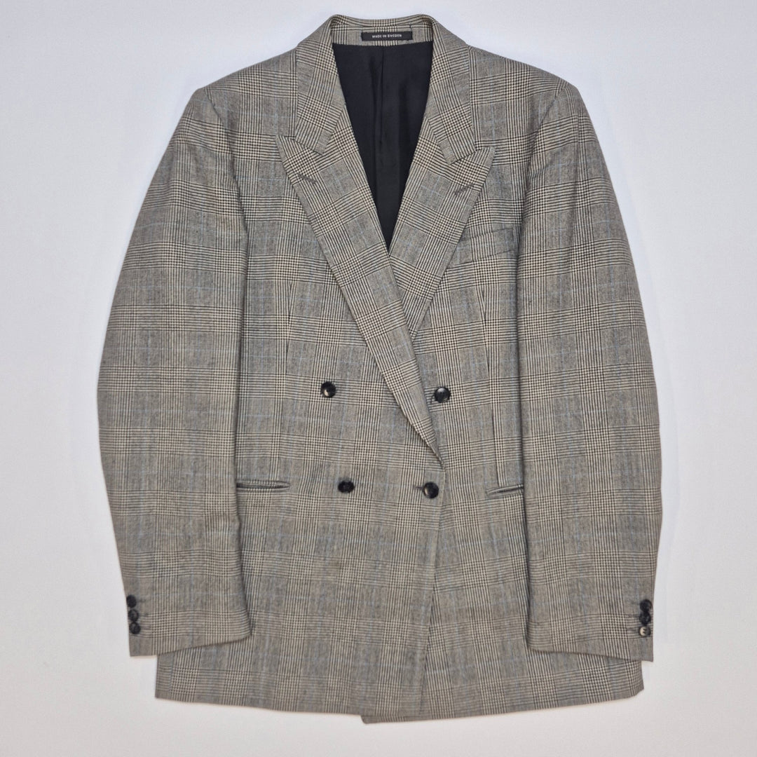 Elegant grårutig kostym i ullblandning - Homy Secondhand Online