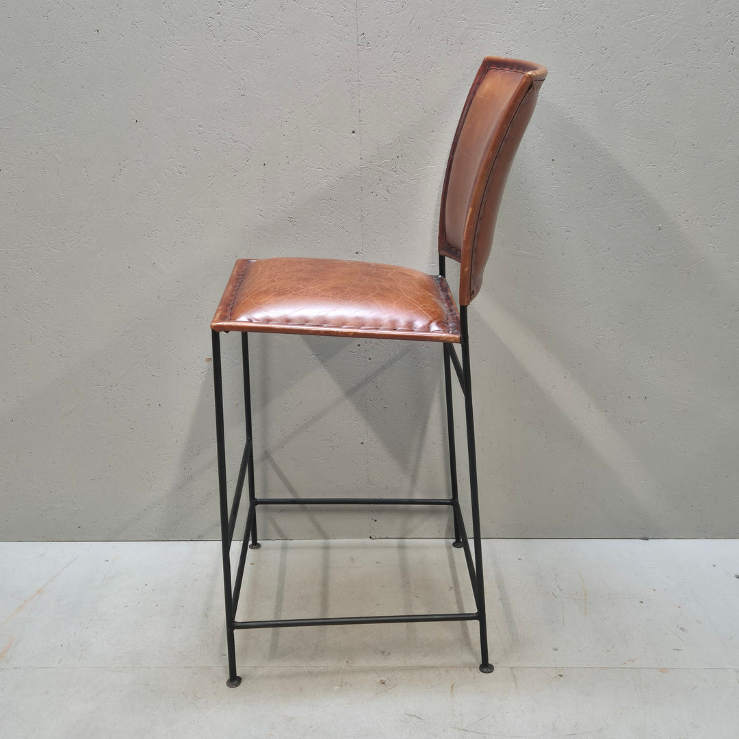 Retro designstol i brunt läder och metall