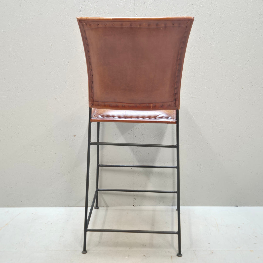 Retro designstol i brunt läder och metall