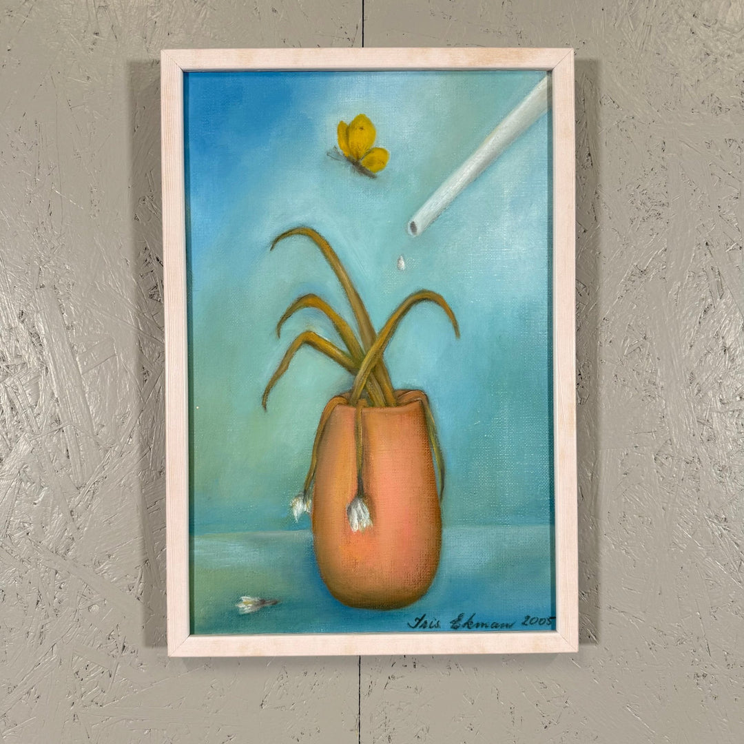 Surrealistisk Målning med Blomkruka - Homy Secondhand Online