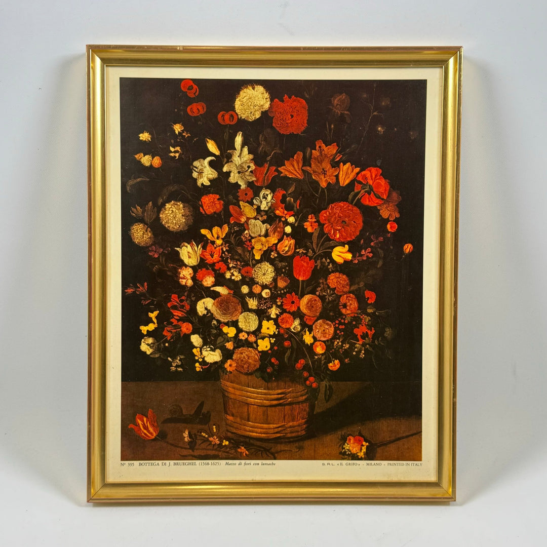 Färgglad Vintage Blomtavla i Korg 29x35 cm - Homy Secondhand Online