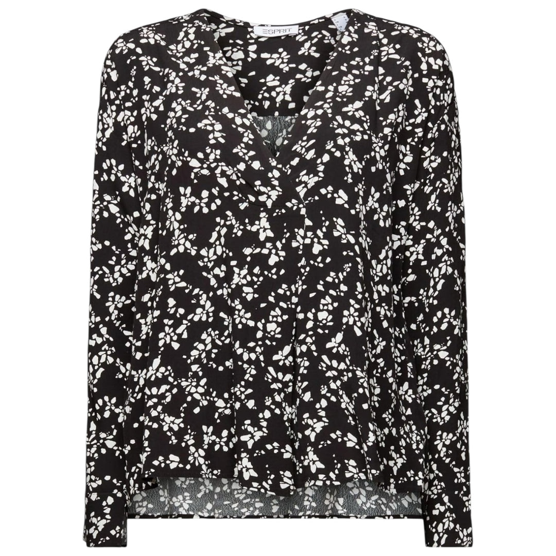 Elegant svart blus med blommönster från Esprit
