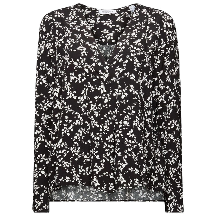Elegant svart blus med blommönster från Esprit