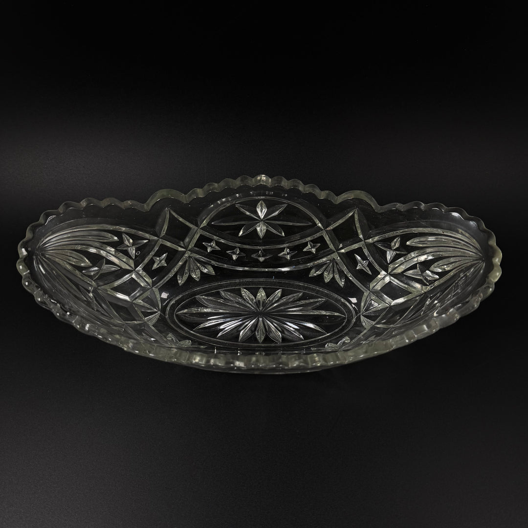 Retro kristallskål 30 cm eleganta slipningar