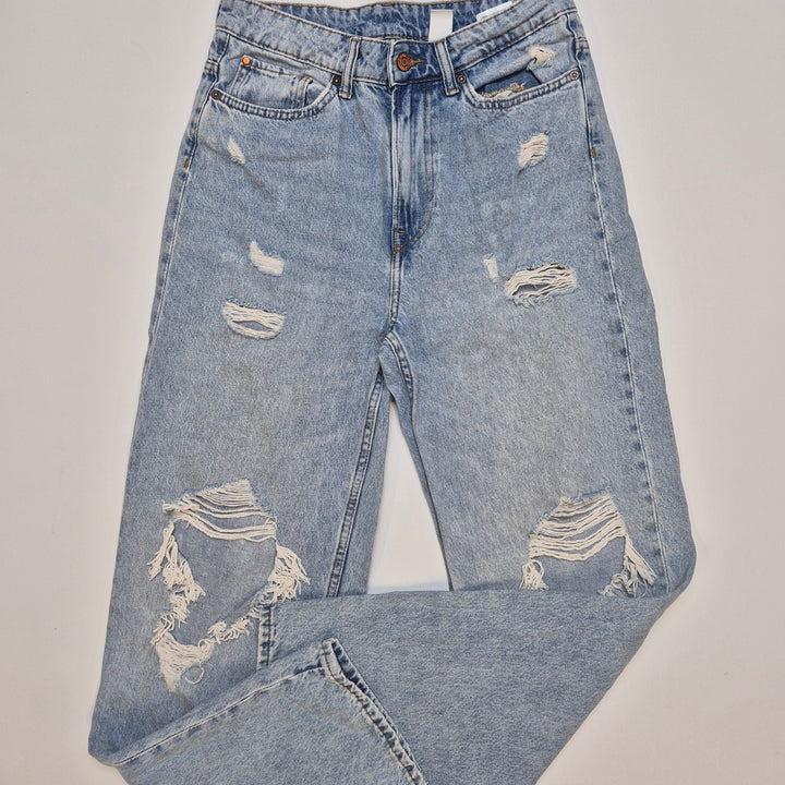 Trendiga högmidjade loose fit-jeans i denim