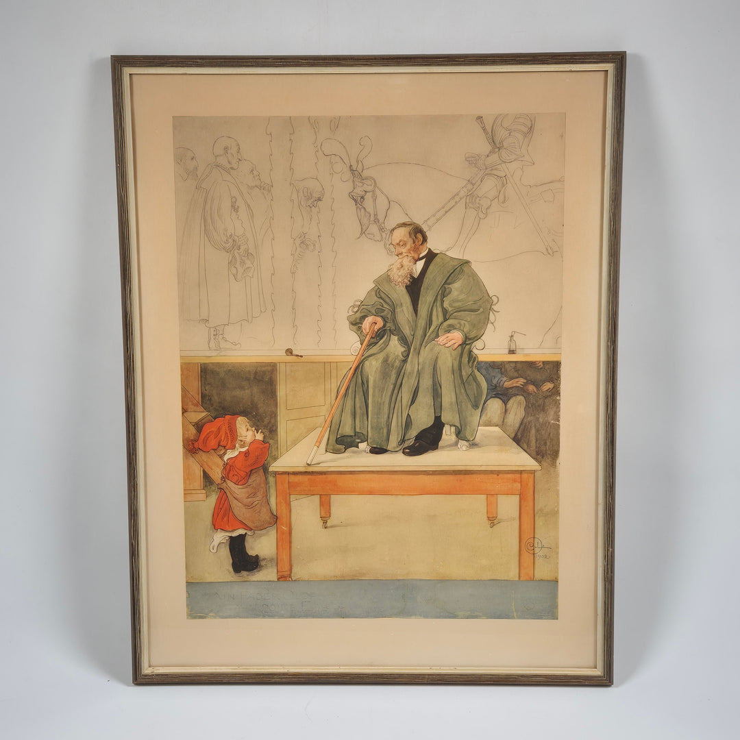 Antik inramad illustration med barnmotiv