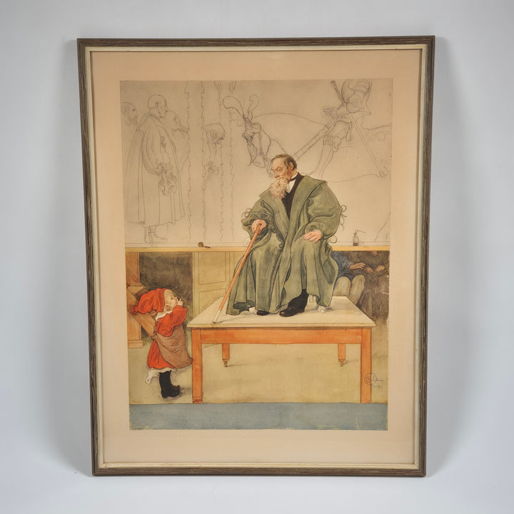 Antik inramad illustration med barnmotiv
