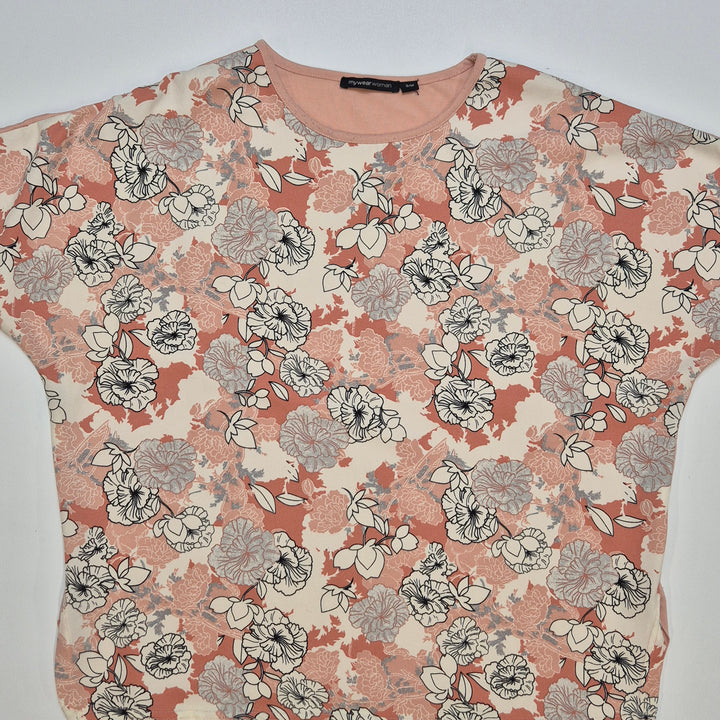 Blommig t-shirt Mywear Woman rosa grå