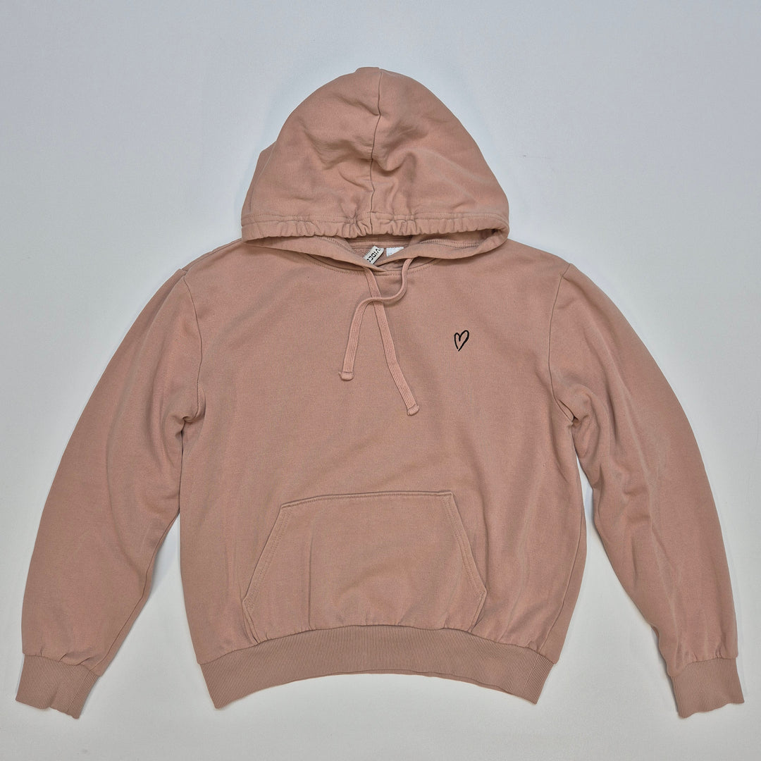 H&M Hoodie Dämpad Rosa Bomullsblandning S