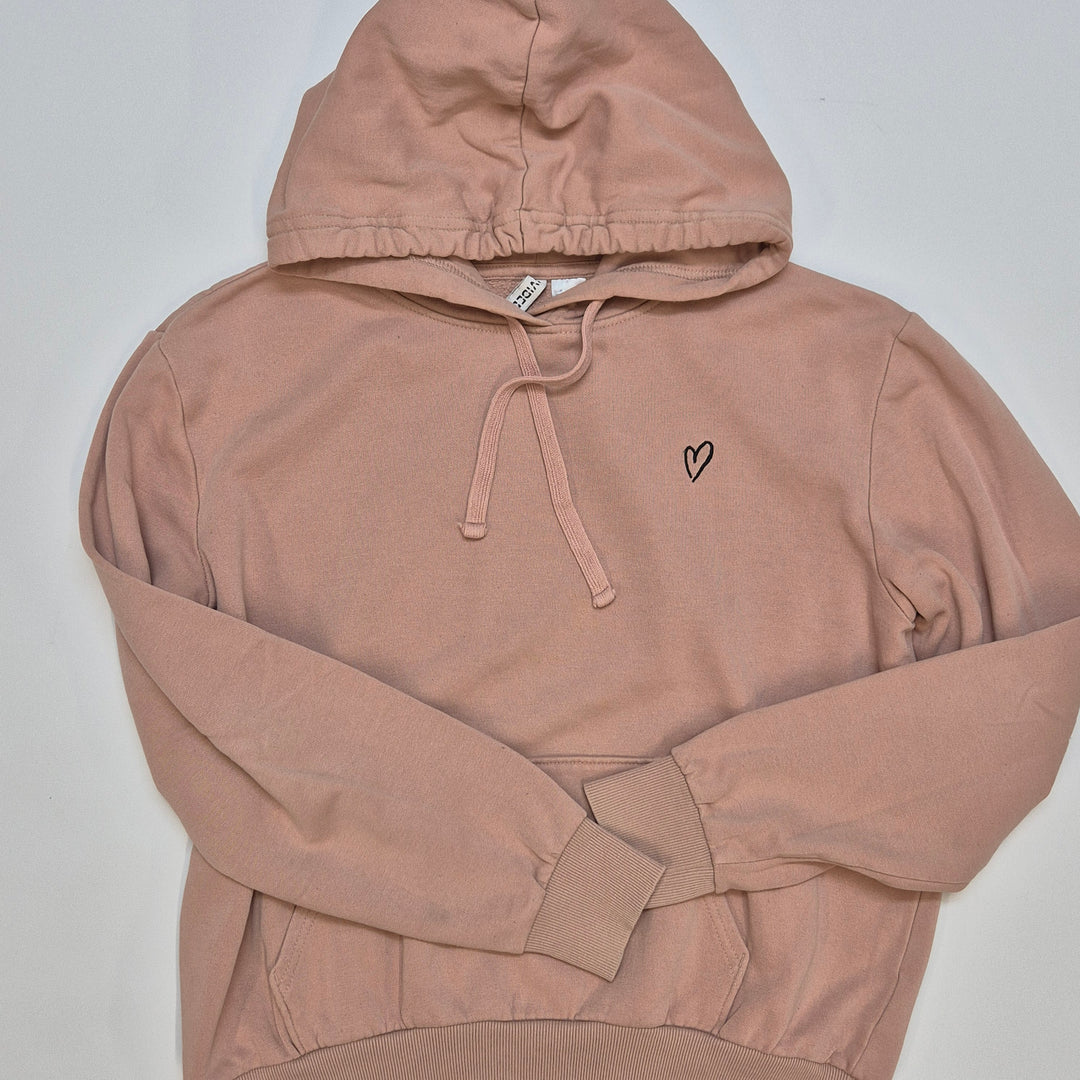H&M Hoodie Dämpad Rosa Bomullsblandning S