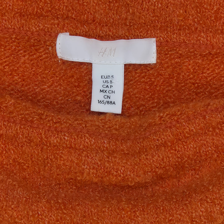 Orange stickad klänning med krage