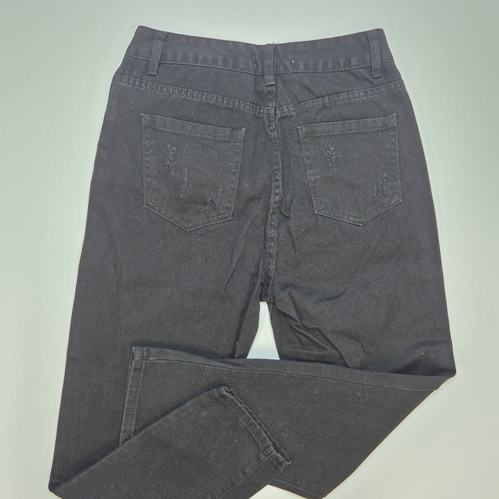 Svarta slitna jeans i bomull