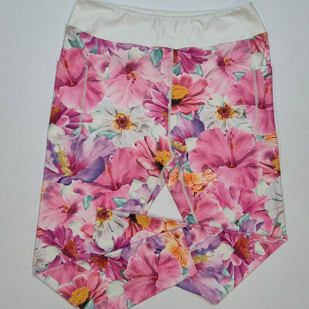Färgglada leggings med blommönster i stretchmaterial