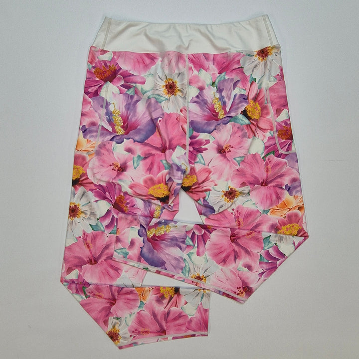 Färgglada leggings med blommönster i stretchmaterial