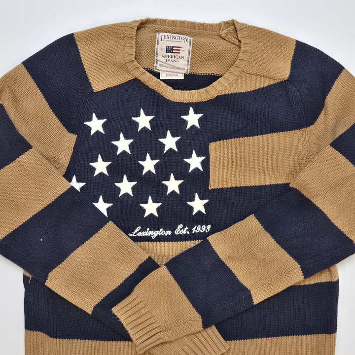 Lexington Amerikansk Flagga Tröja Marinblå och Beige