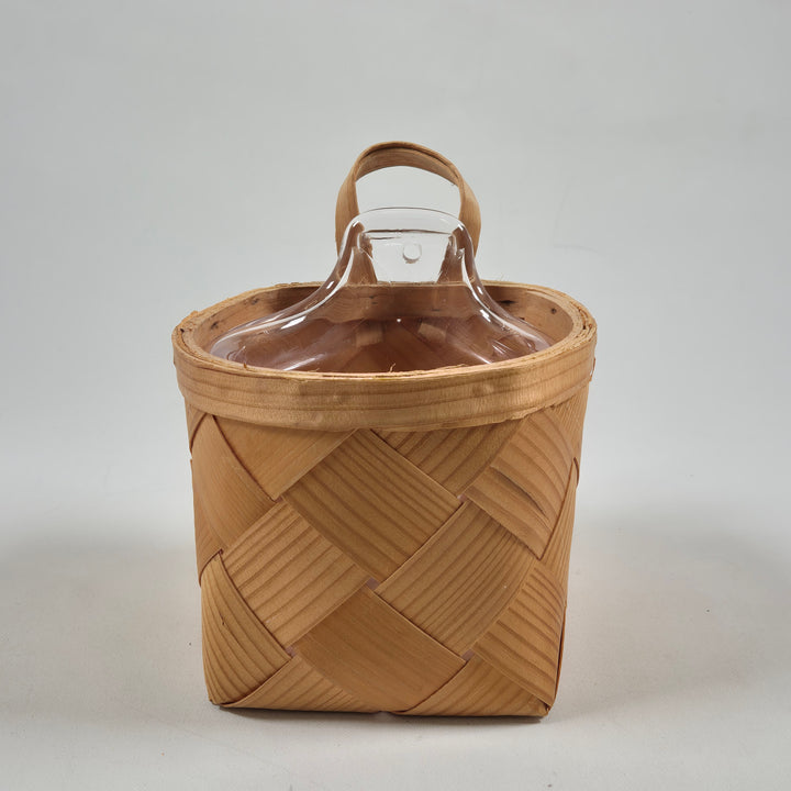 Retro Boda ostkupa i glas och trävira