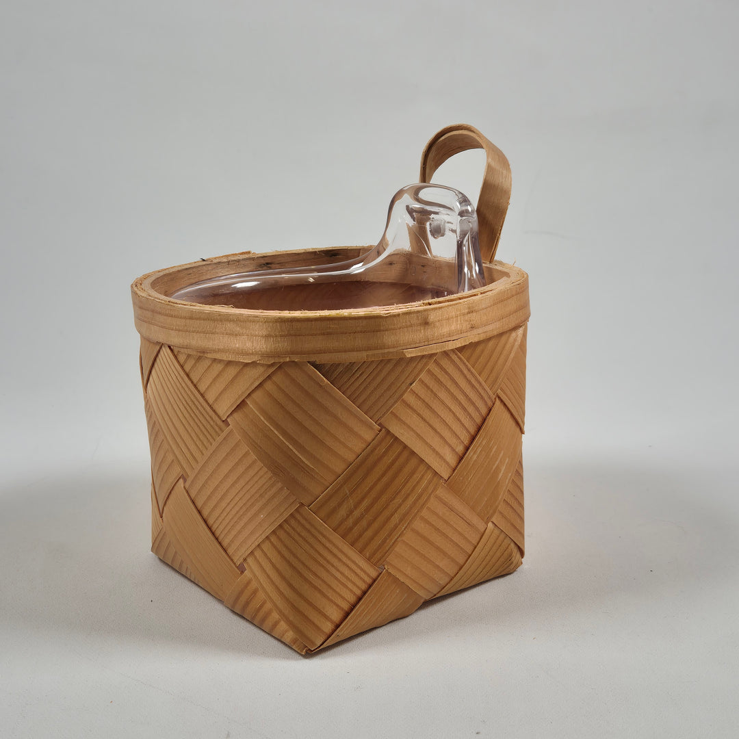 Retro Boda ostkupa i glas och trävira