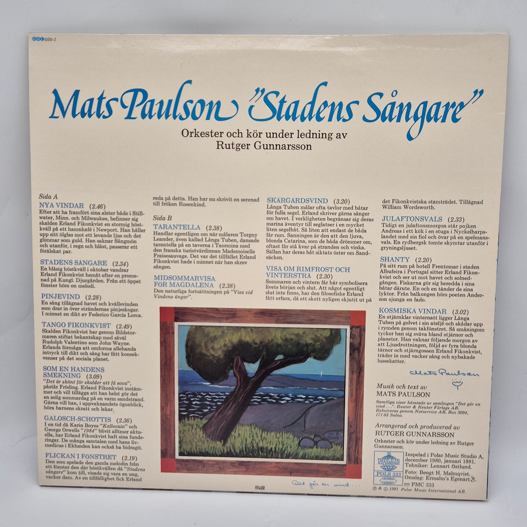 Mats Paulson Stadens Sångar Vinyl Retro 1981