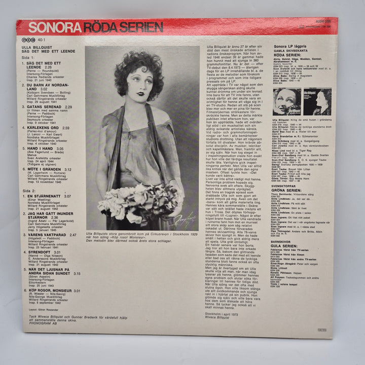 Retro vinylskiva Ulla Billquist Sonora