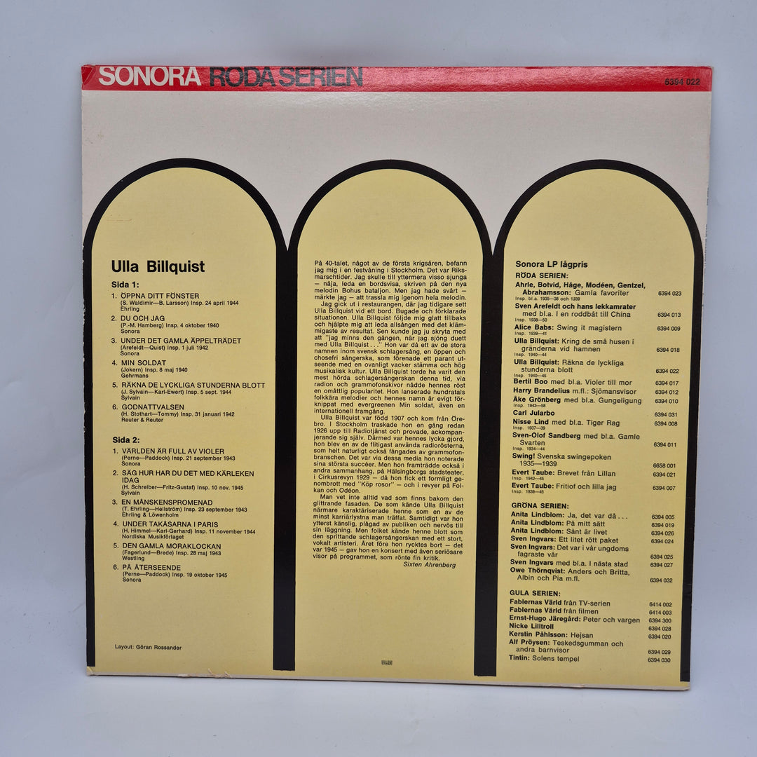 Ulla Billquist Retro LP-skiva Vinyl 1940-tal