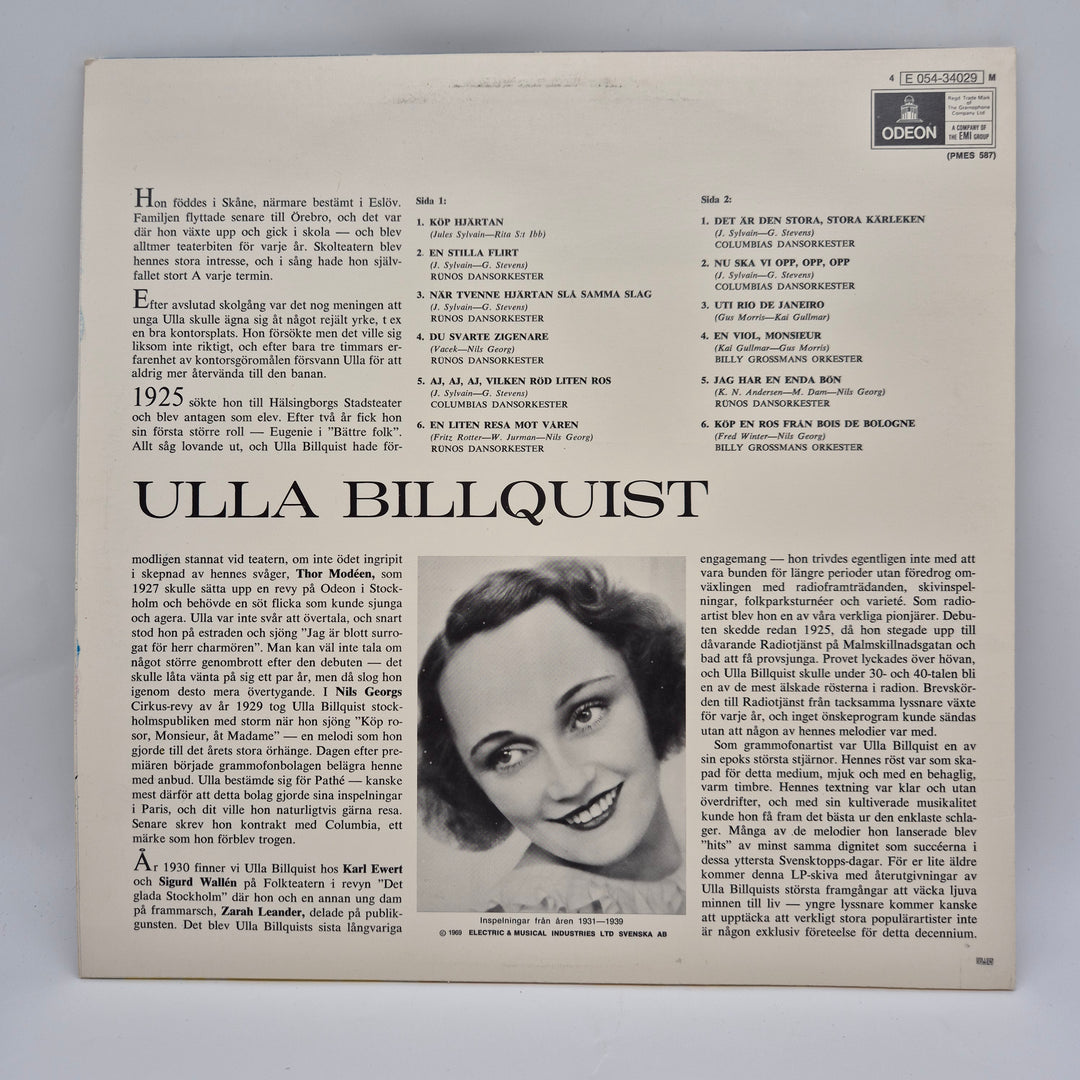 Retro vinylalbum Ulla Billquist EMI/Odeon