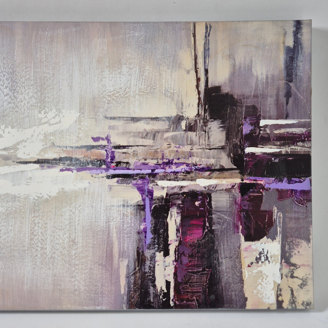 Abstrakt Målning i Lila Toner på Canvas