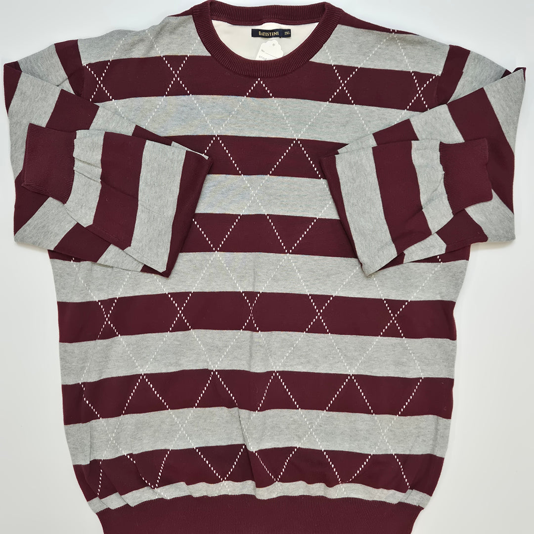 Elegant vinröd-grå Batistini herrtröja 2XL