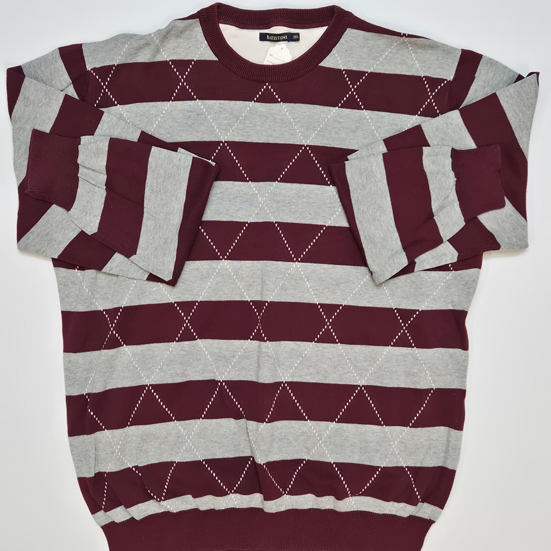 Elegant vinröd-grå Batistini herrtröja 2XL