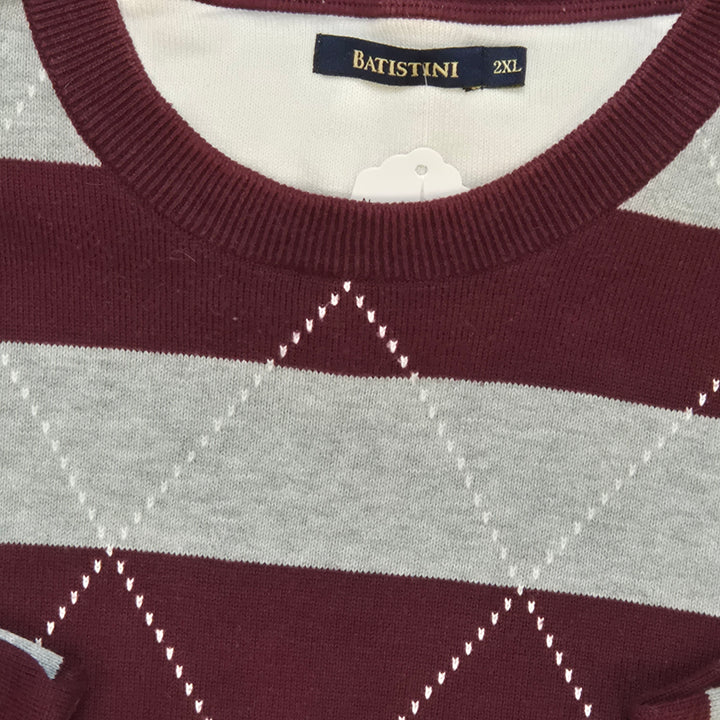 Elegant vinröd-grå Batistini herrtröja 2XL