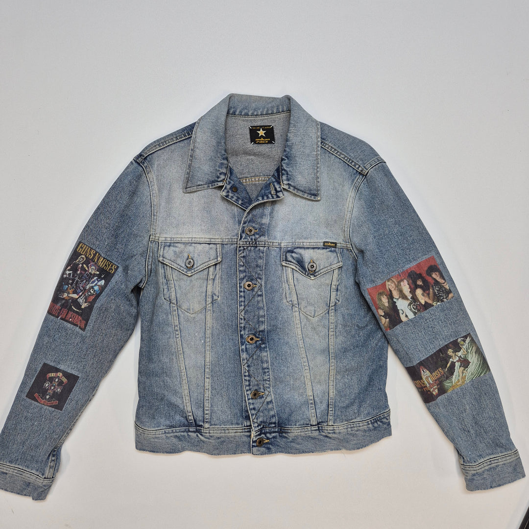 Retro jeansjacka med rockbandstryck Italian Flavour
