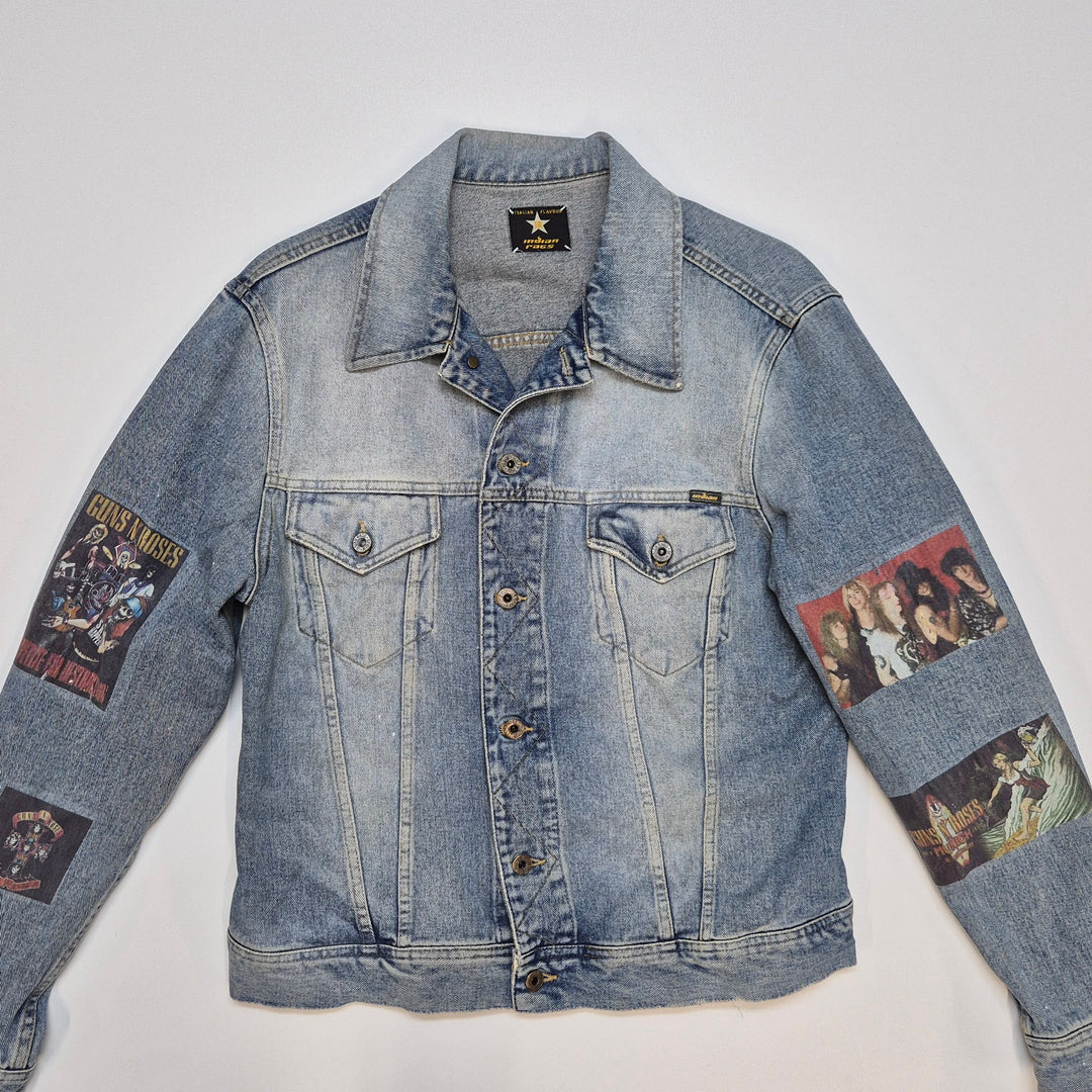Retro jeansjacka med rockbandstryck Italian Flavour