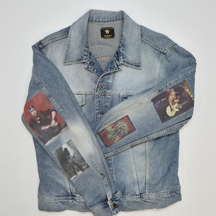 Retro jeansjacka med rockbandstryck Italian Flavour