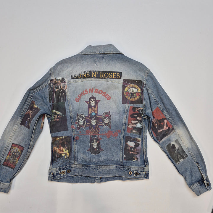 Retro jeansjacka med rockbandstryck Italian Flavour