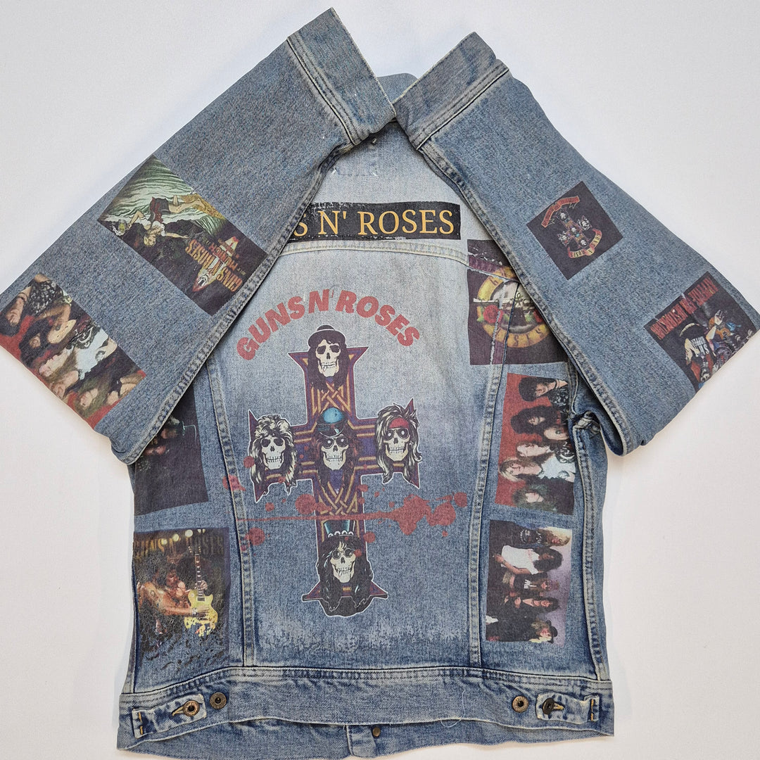 Retro jeansjacka med rockbandstryck Italian Flavour