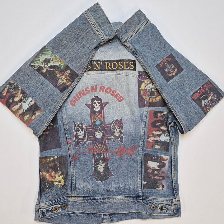 Retro jeansjacka med rockbandstryck Italian Flavour