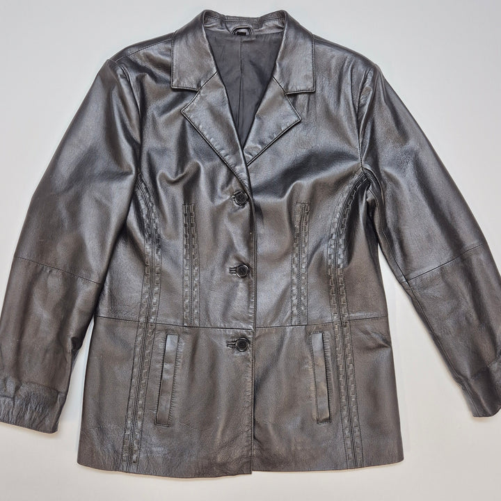 Retro läderjacka med eleganta detaljer