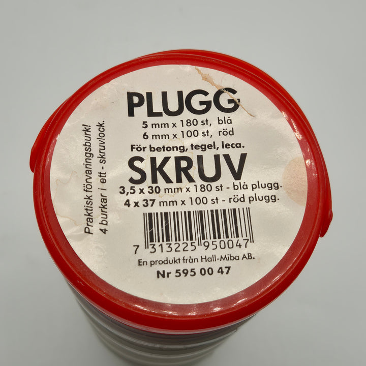 Multifunktionella plastbehållare för skruvar och plugg