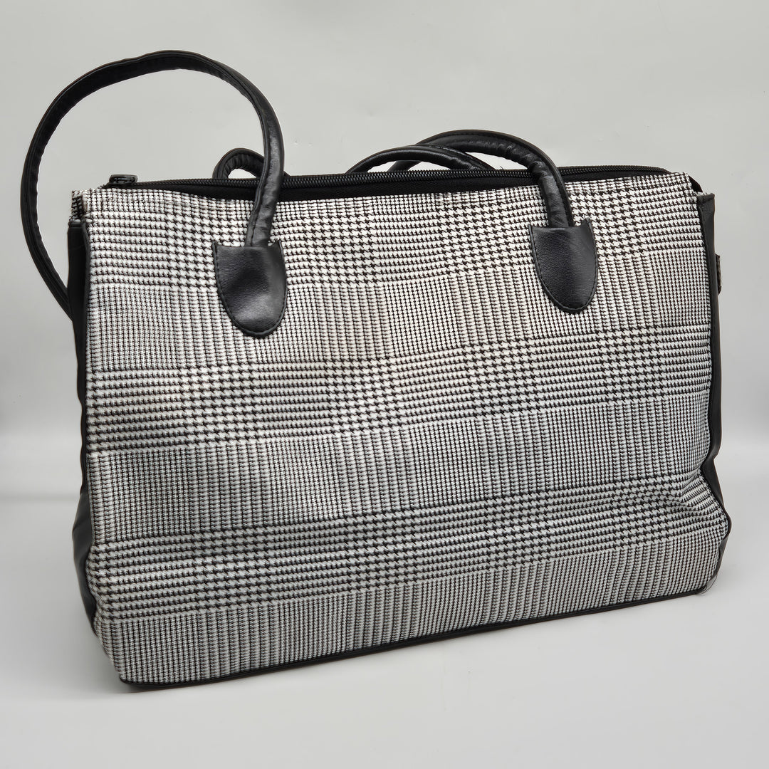 Elegant pied-de-poule datorväska och plånbok