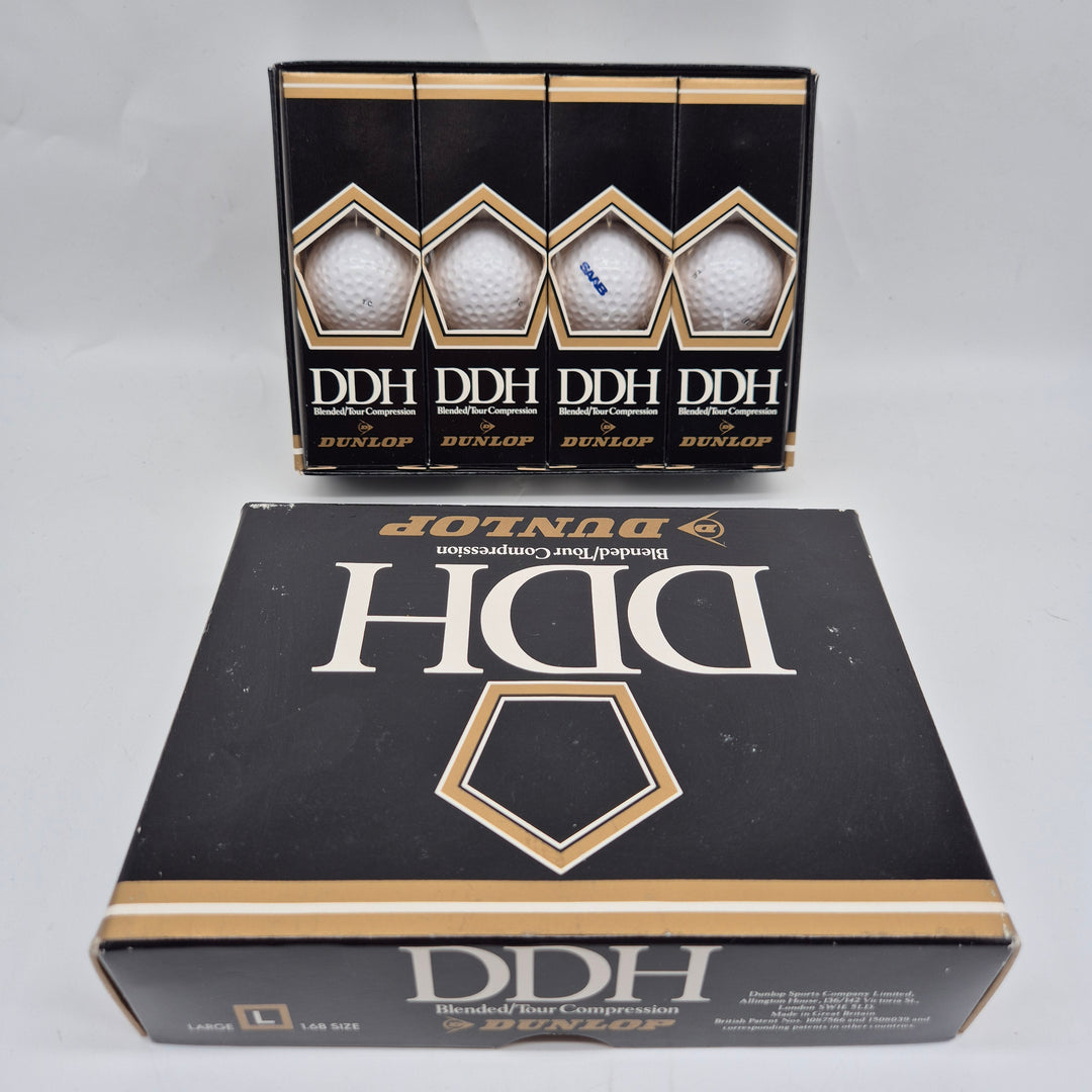 Oöppnad retro Dunlop DDH golfbollslåda