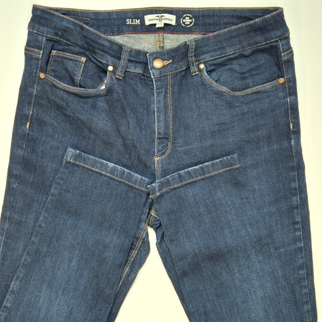 Hampton Republic Mörkblå Slim Fit Jeans Herr