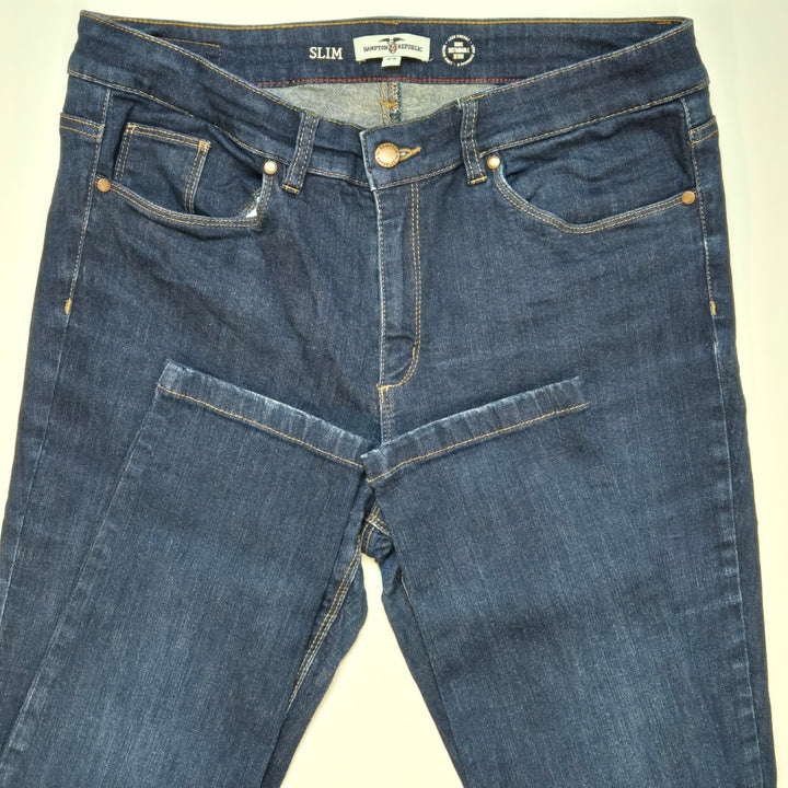 Hampton Republic Mörkblå Slim Fit Jeans Herr