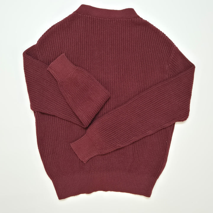 Stickad burgundy kofta från 157, storlek M