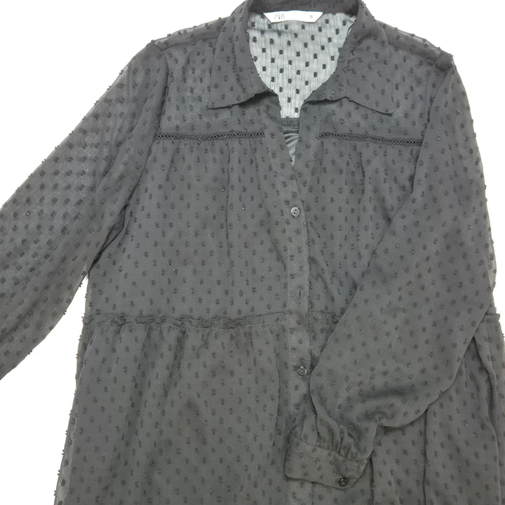 Zara svart elegant klänning med broderi