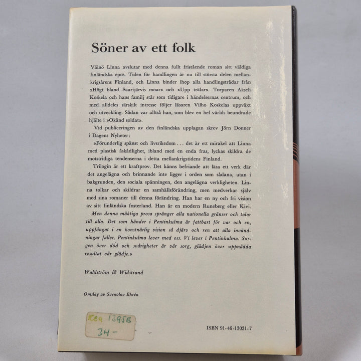 Finsk Klassiker "Söner av ett folk" Retro Bok