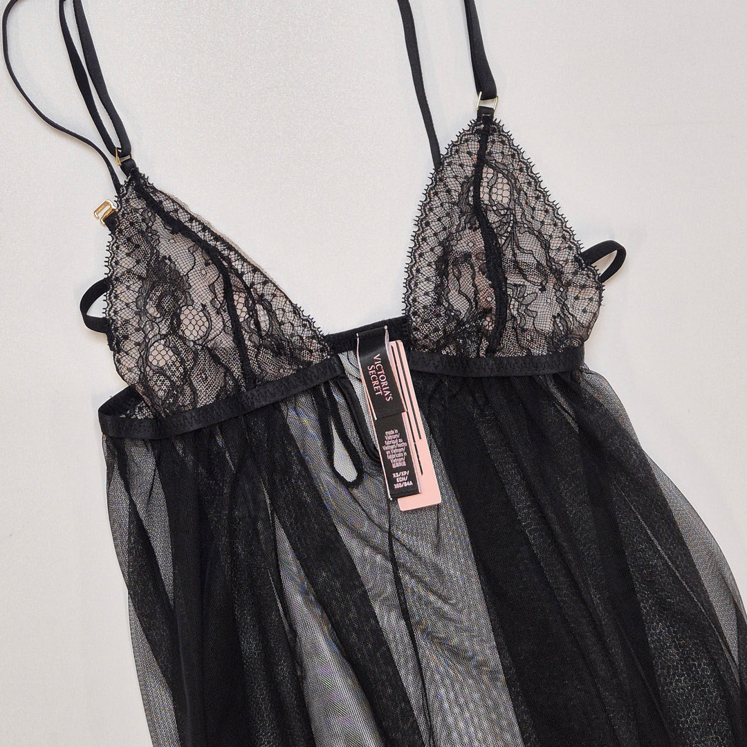 Victoria’s Secret svart spets babydoll – Storlek X