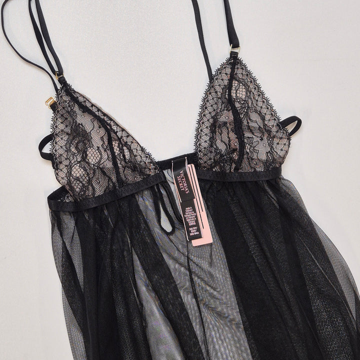 Victoria’s Secret svart spets babydoll – Storlek X