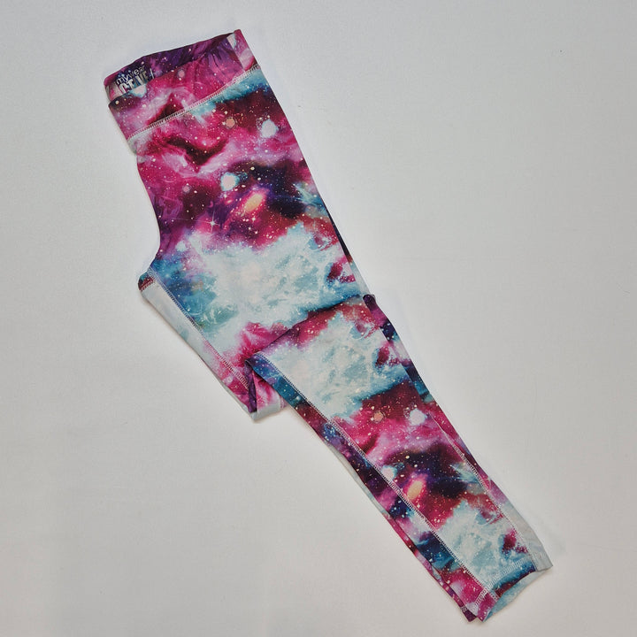 Färgglada leggings med galaxmönster – Storlek Small