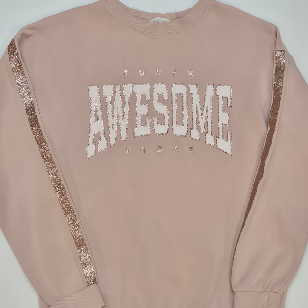 H&M ljusrosa tröja med silvriga pailletter